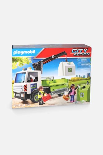PLAYMOBIL Zestaw figurek City Action Samochód ciężarowy z kontenerami na szkło 71431 62 elementy 4+ rozmiar ONE SIZE