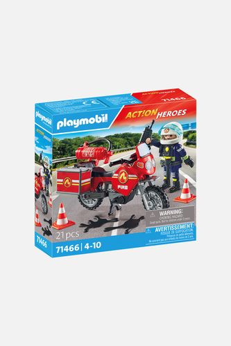 PLAYMOBIL PLAYMOBIL Zestaw figurek Action Heroes Motocykl straży pożarnej na miejscu wypadku 71466 21 elementów 4+ rozmiar ONE SIZE