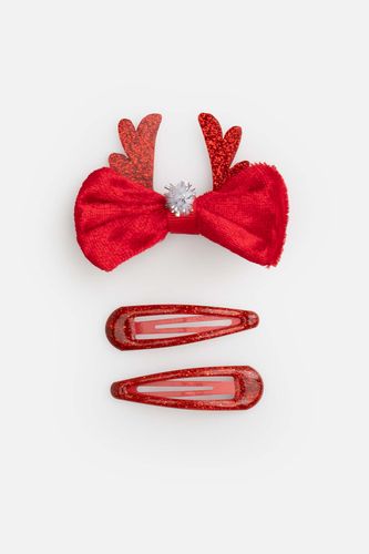 COCCODRILLO COCCODRILLO Zestaw spinek do włosów MERRY XMAS czerwone, brokatowe, z kokardką, 3 pack rozmiar ONE SIZE dla dziewczynki