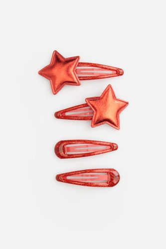 COCCODRILLO COCCODRILLO Zestaw spinek do włosów MERRY XMAS czerwone, brokatowe, z gwiazdkami, 4 pack rozmiar ONE SIZE dla dziewczynki