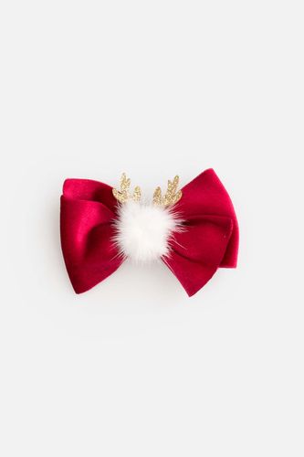 COCCODRILLO COCCODRILLO Spinka do włosów MERRY XMAS czerwona kokarda z białym pomponem i rogami renifera rozmiar ONE SIZE dla dziewczynki