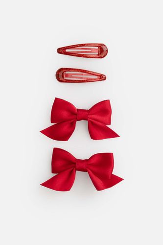 COCCODRILLO COCCODRILLO Zestaw spinek do włosów MERRY XMAS czerwone spinki brokatowe, z kokardą, 4 pack rozmiar ONE SIZE dla dziewczynki