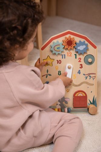 Drewniana tablica manipulacyjna zegar