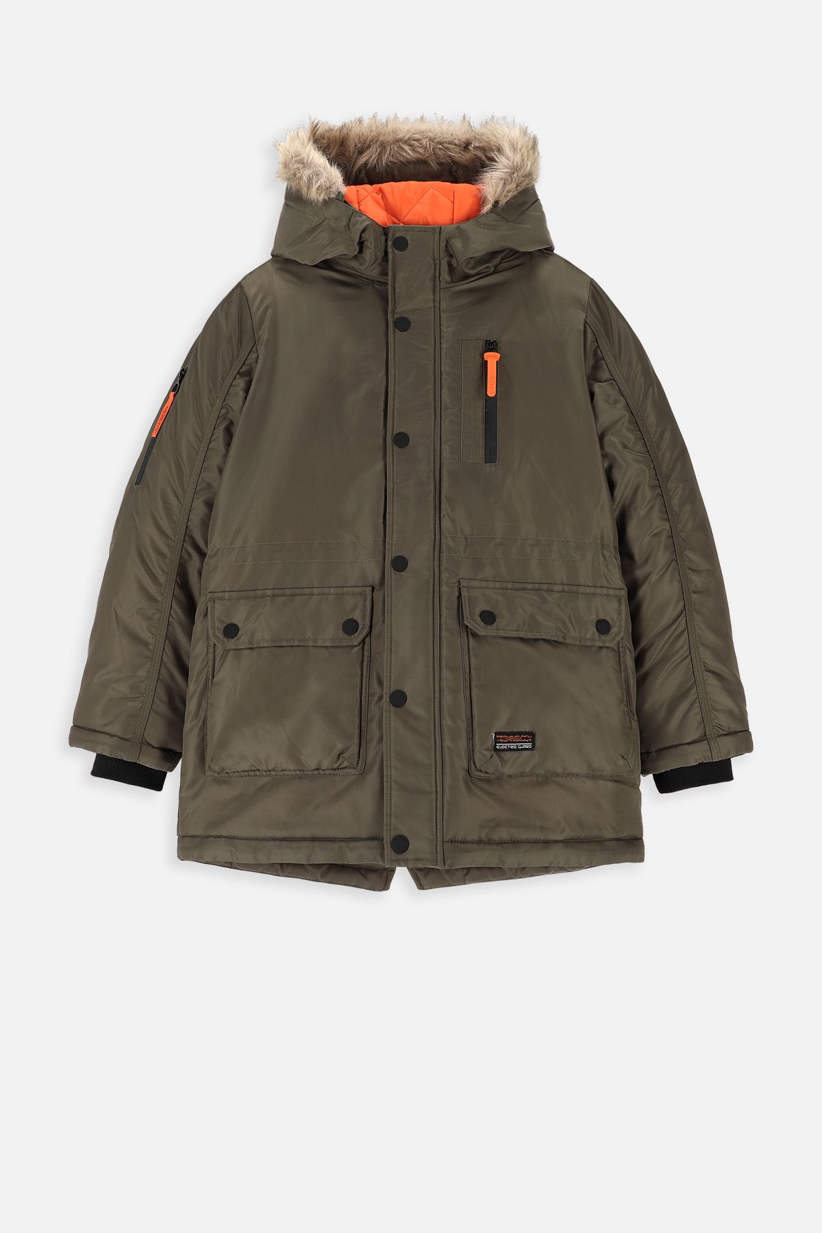 Kurtka zimowa - zielona z kapturem i kieszeniami - COCCODRILLO