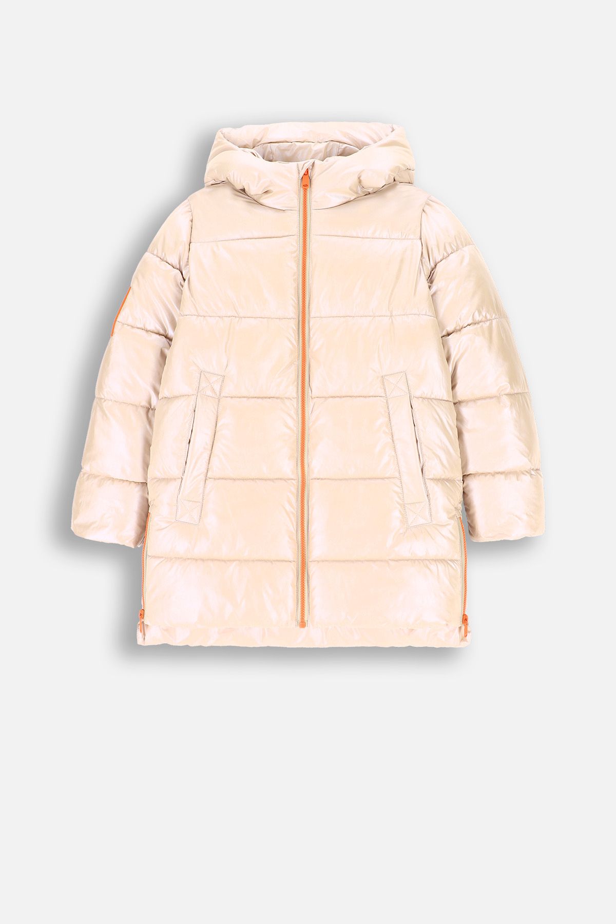 Kurtka zimowa - beżowa z kapturem i kieszeniami - COCCODRILLO | Mokida