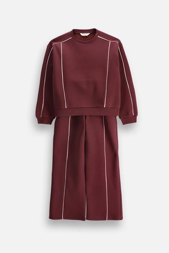 COCCODRILLO COCCODRILLO Komplet dresowy bordowy, bluza + spodnie z ozdobnymi lampasami rozmiar 152 dla dziewczynki