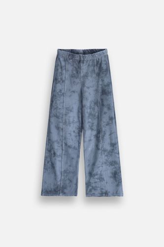 COCCODRILLO COCCODRILLO Legginsy z długą szeroką nogawką niebieskie z efektem farbowanie tie dye na całości rozmiar 164 dla dziewczynki