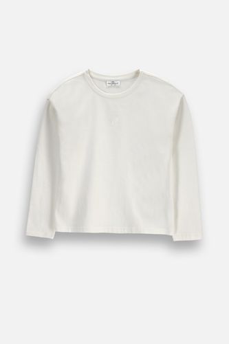 COCCODRILLO COCCODRILLO T-shirt z długim rękawem ecru z delikatną kokardką na przodzie rozmiar 110 dla dziewczynki