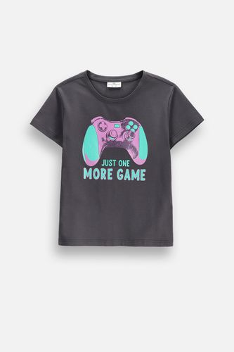 COCCODRILLO COCCODRILLO T-shirt z krótkim rękawem grafitowy z nadrukiem kontrolera do gier rozmiar 128 dla dziewczynki