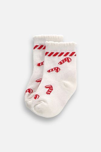 COCCODRILLO COCCODRILLO Skarpetki MERRY XMAS ecru w świąteczne cukrowe laski rozmiar 36 / 39 dla dziewczynki
