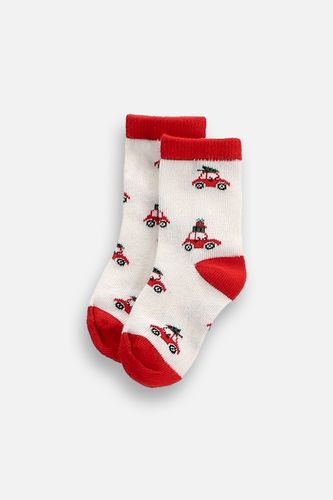 COCCODRILLO COCCODRILLO Skarpetki MERRY XMAS ecru w świąteczne autka rozmiar 15 / 18 dla dziecka