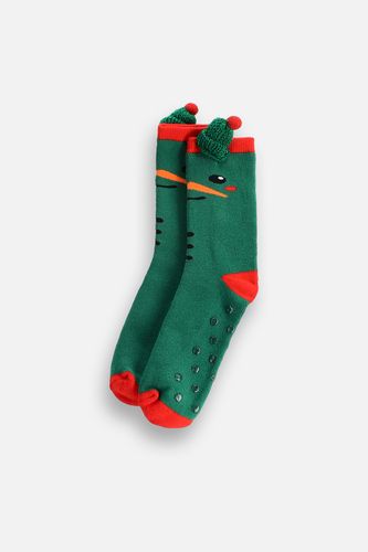 COCCODRILLO COCCODRILLO Skarpetki frotte MERRY XMAS zielone z ABS i świąteczną aplikacją 3D rozmiar 36 / 39 dla dziecka