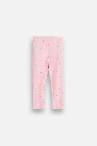MOKIDA WEAR MOKIDA WEAR Legginsy prążkowane niemowlęce różowe z dzianiny strukturalnej z nadrukiem w kwiatki na całości rozmiar 62 dla dziewczynki