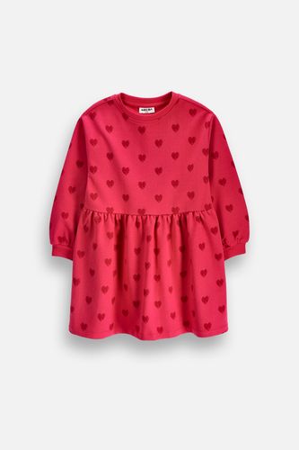 MOKIDA WEAR MOKIDA WEAR Sukienka z długim rękawem różowa z printem w serduszka rozmiar 116 dla dziewczynki
