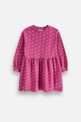 MOKIDA WEAR MOKIDA WEAR Sukienka dzianinowa fioletowa oversize rozkloszowana w kropki na całości rozmiar 116 dla dziewczynki