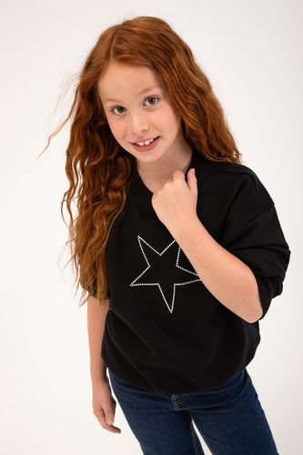 MOKIDA WEAR MOKIDA WEAR Bluza dresowa czarna z cekinową aplikacją rozmiar 146 dla dziewczynki