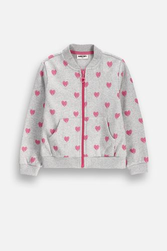 MOKIDA WEAR MOKIDA WEAR Bluza rozpinana ze stójką i printem w serduszka rozmiar 116 dla dziewczynki
