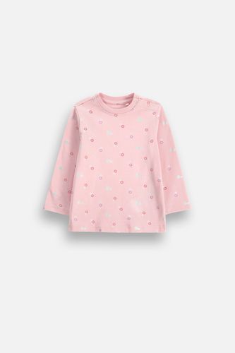 MOKIDA WEAR MOKIDA WEAR T-shirt niemowlęcy z długim rękawem pudrowy róż z nadrukiem w kwiaty na całości o fasonie pudełkowym rozmiar 98 dla dziewczynki